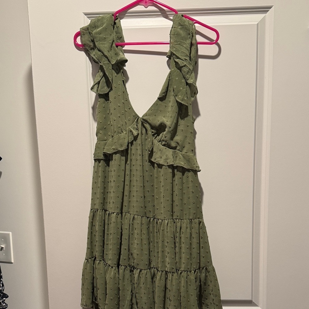 Elegant Green Ruffle Dress